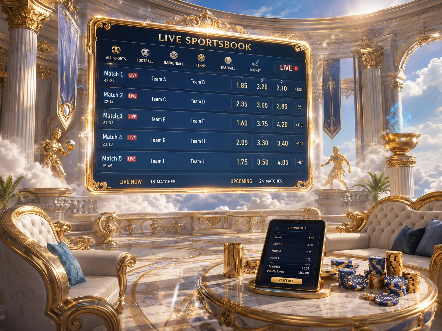 Cazeus sportsbook with live football odds on screen